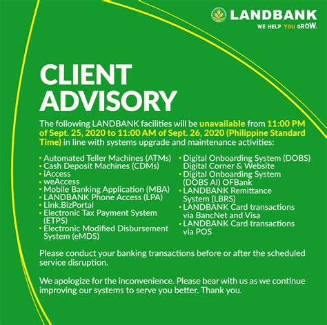 landbank advisory today|ADVISORY LANDBANK .